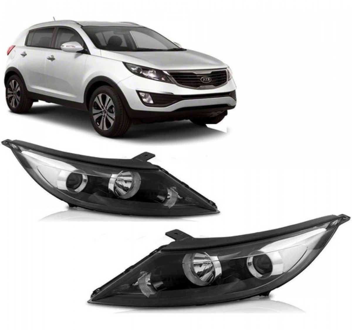 Farol  Sportage Sem Led 2011 2012 2013 2014 Lado Direito