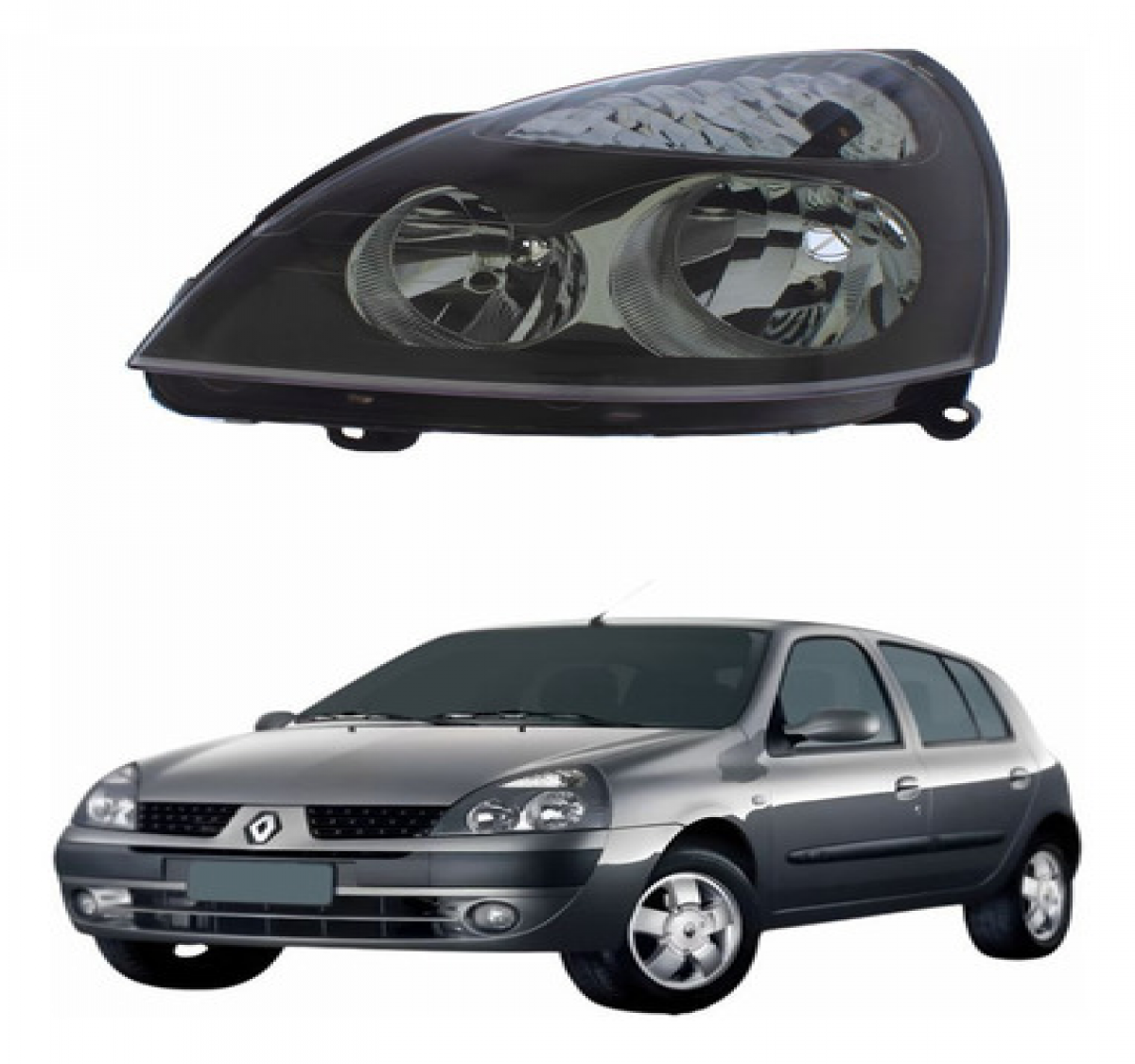 Farol Clio 2004 05 06 07 08 09 10 11 2012 Com Mascara Negra