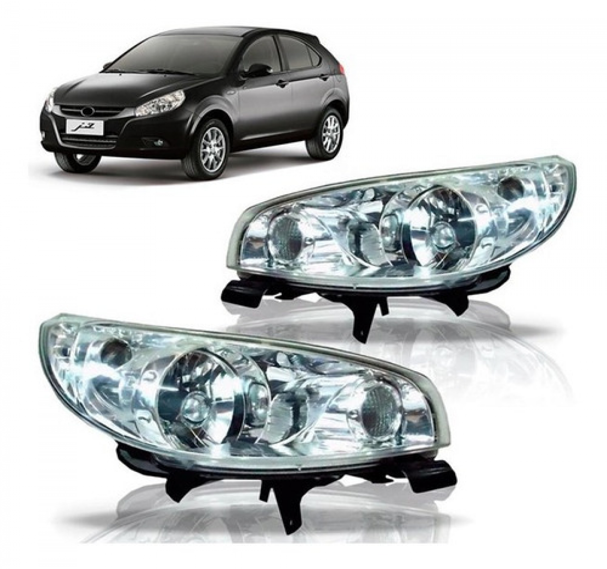 Farol Para Jac J3 Cromado 2010 2011 2012 2013