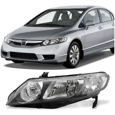 Farol Civic 2006 2007 2008 09 10 11 2012 Com Mascara Negra