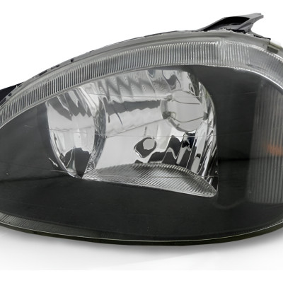 Farol Corsa 2000 Até 2010 Masc Negra Lente Lisa Vidro Esquerdo/motorista