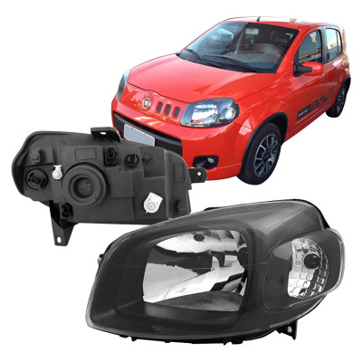 Farol Principal Uno Fiorino 2011 Vivace Masc. Negra Le Esquerdo/motorista