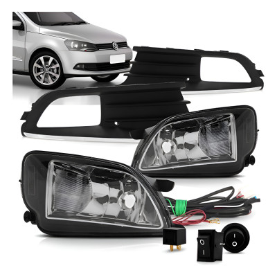 Kit Farol Milha Gol Voyage G6 2013 2014 2015 Botão Universal Preto