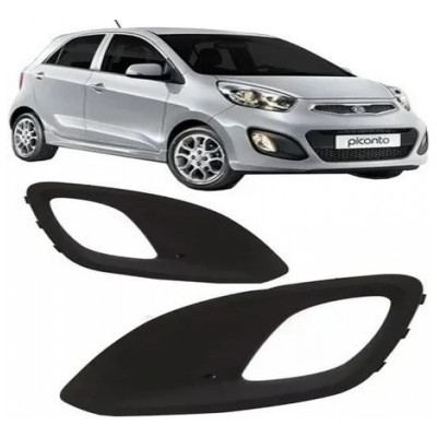 Par Moldura Farol De Milha Picanto 2012 2013 2014 2015 Preto Ambos Os Lados
