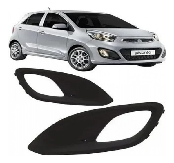 Par Moldura Farol De Milha Picanto 2012 2013 2014 2015 Preto Ambos Os Lados