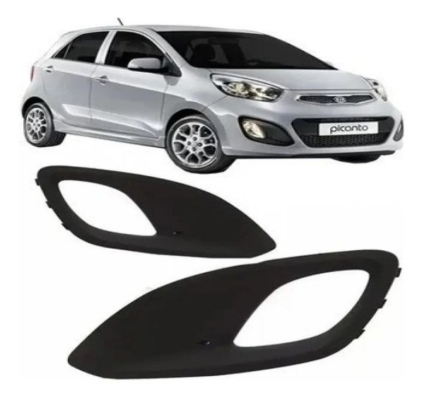 Par Moldura Farol De Milha Picanto 2012 2013 2014 2015 Preto Ambos Os Lados