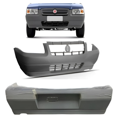 Parachoque Dianteiro E Traseiro Cinza Uno 2004 Até 2013 Cinza