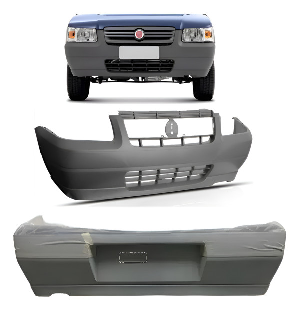 Parachoque Dianteiro E Traseiro Cinza Uno 2004 Até 2013 Cinza