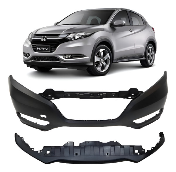 Parachoque E Spoiler Para Honda Hrv 2016 2017 2018 Preto